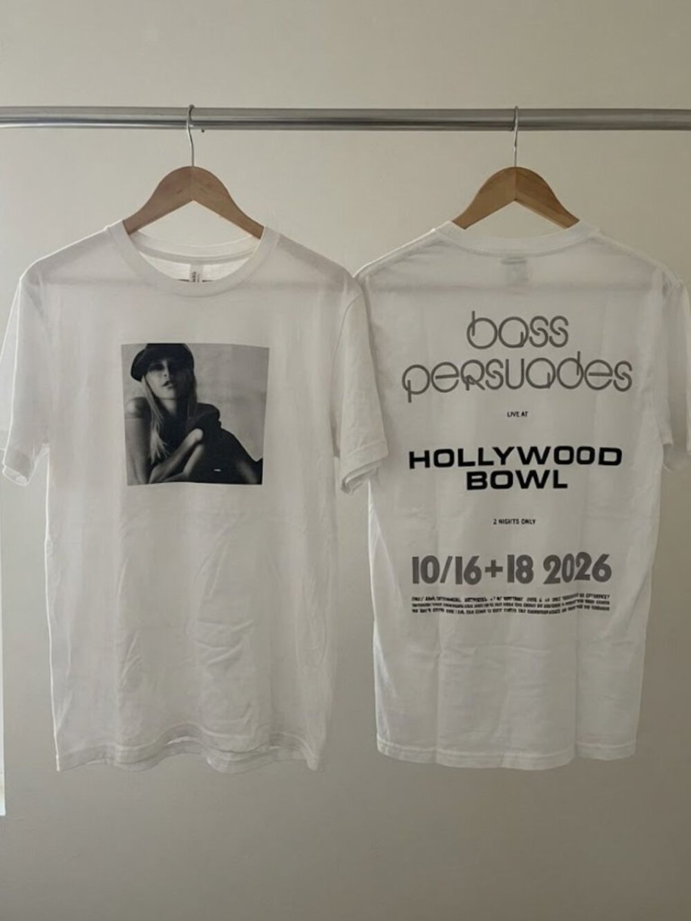Miley Cyrus Bass Persuades Hollywood Bowl October 2026 White T-Shirt Reprint